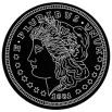 1881 liberty head silver dollar round 18 x 2 - Concrete Stepping Stone  Mold