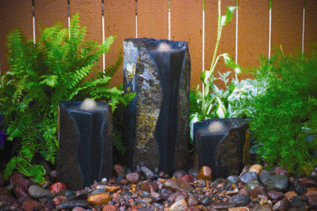 Double Textured Basalt Cored Water Columns by Aquascape